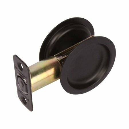 PAMEX Passage Round Sliding Door Lock with 2-3/8in Backset Standard Matte Black Finish PF2930